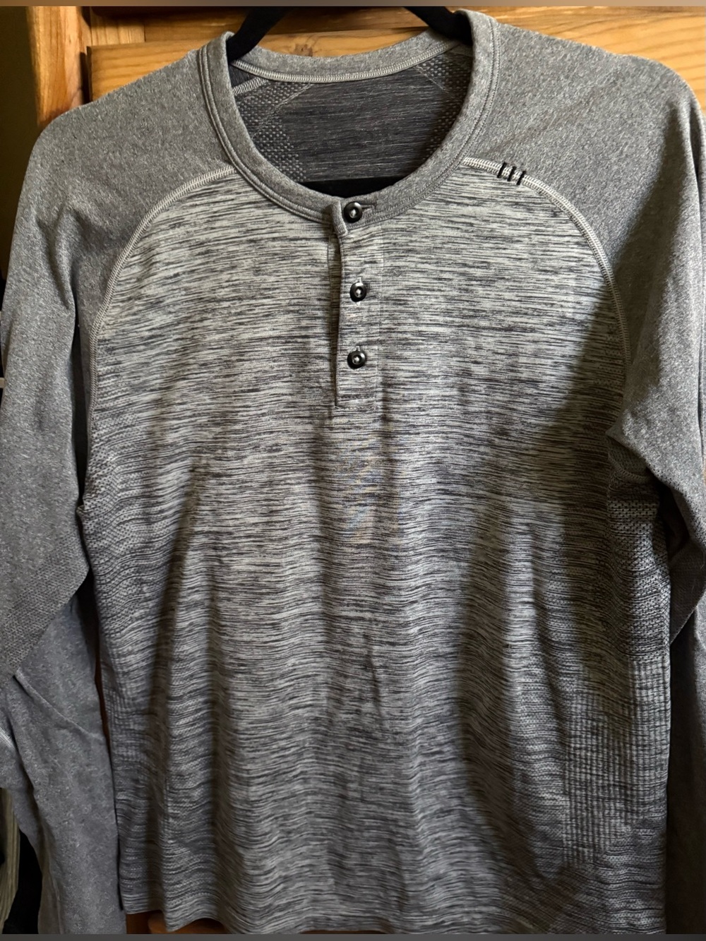 Lululemon mens Heather Gray Henley Long Sleeve Shirt